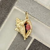 14k Yellow Gold Conch With Conch Pearl Pendant