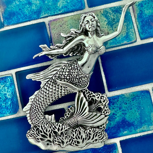 925 Sterling Silver XL Mermaid Pendant - DePaulas