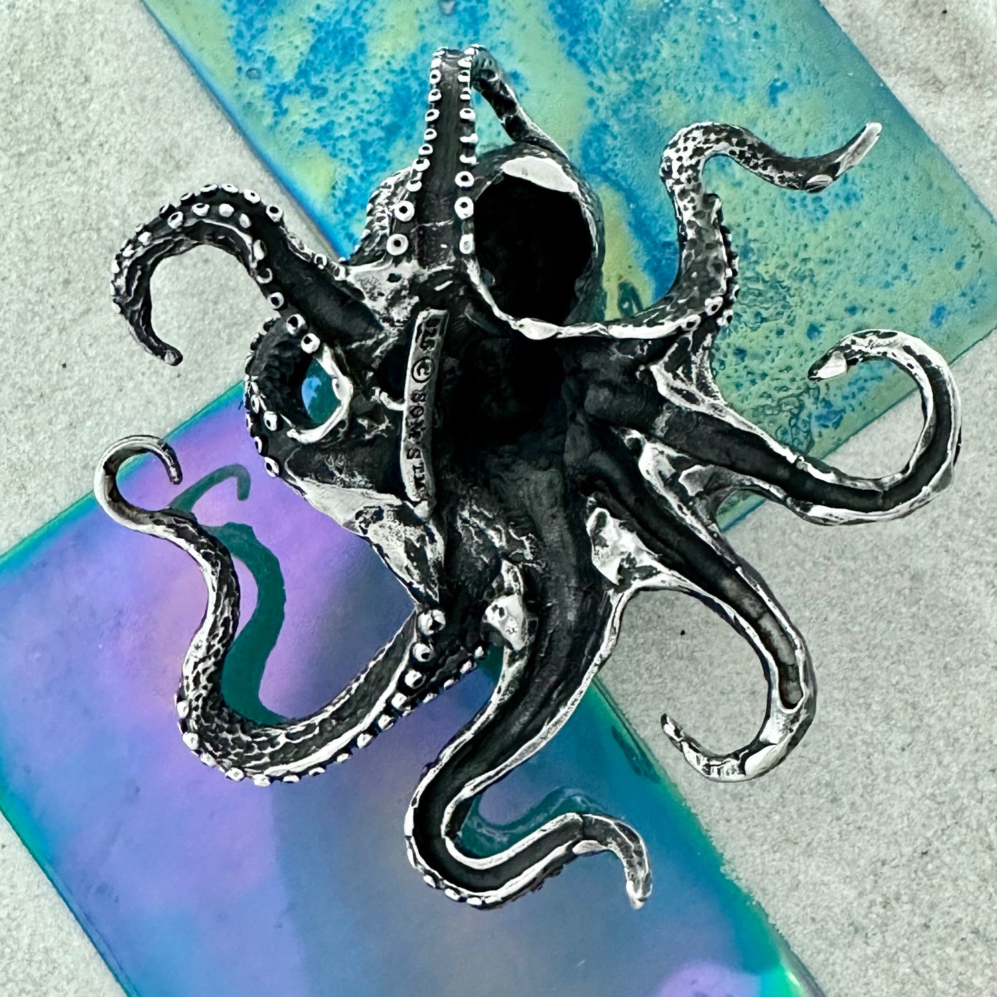 925 Sterling Silver XL Octopus Pendant