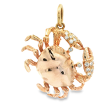 14k Yellow Gold .50cttw Diamond Large Crab Pendant