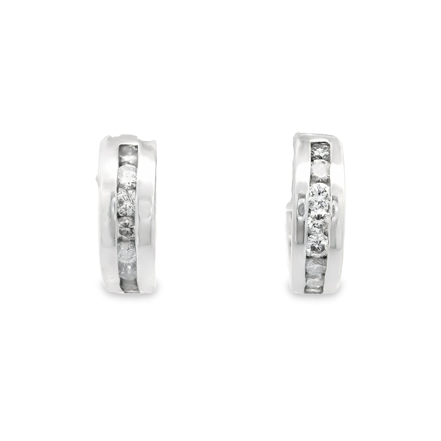 14k White Gold .44cttw Diamond Hoop Earrings
