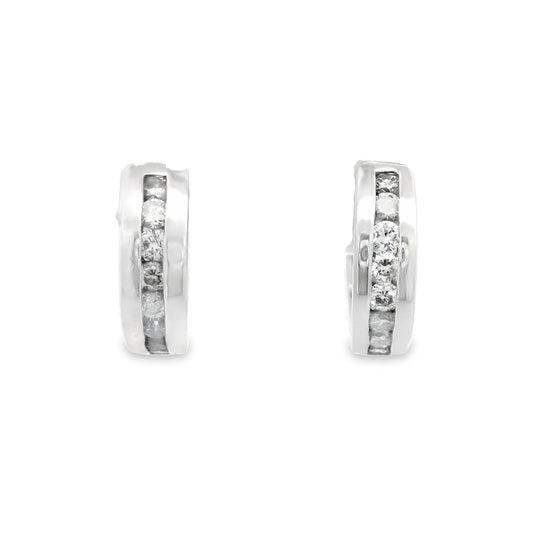 14k White Gold .44cttw Diamond Hoop Earrings
