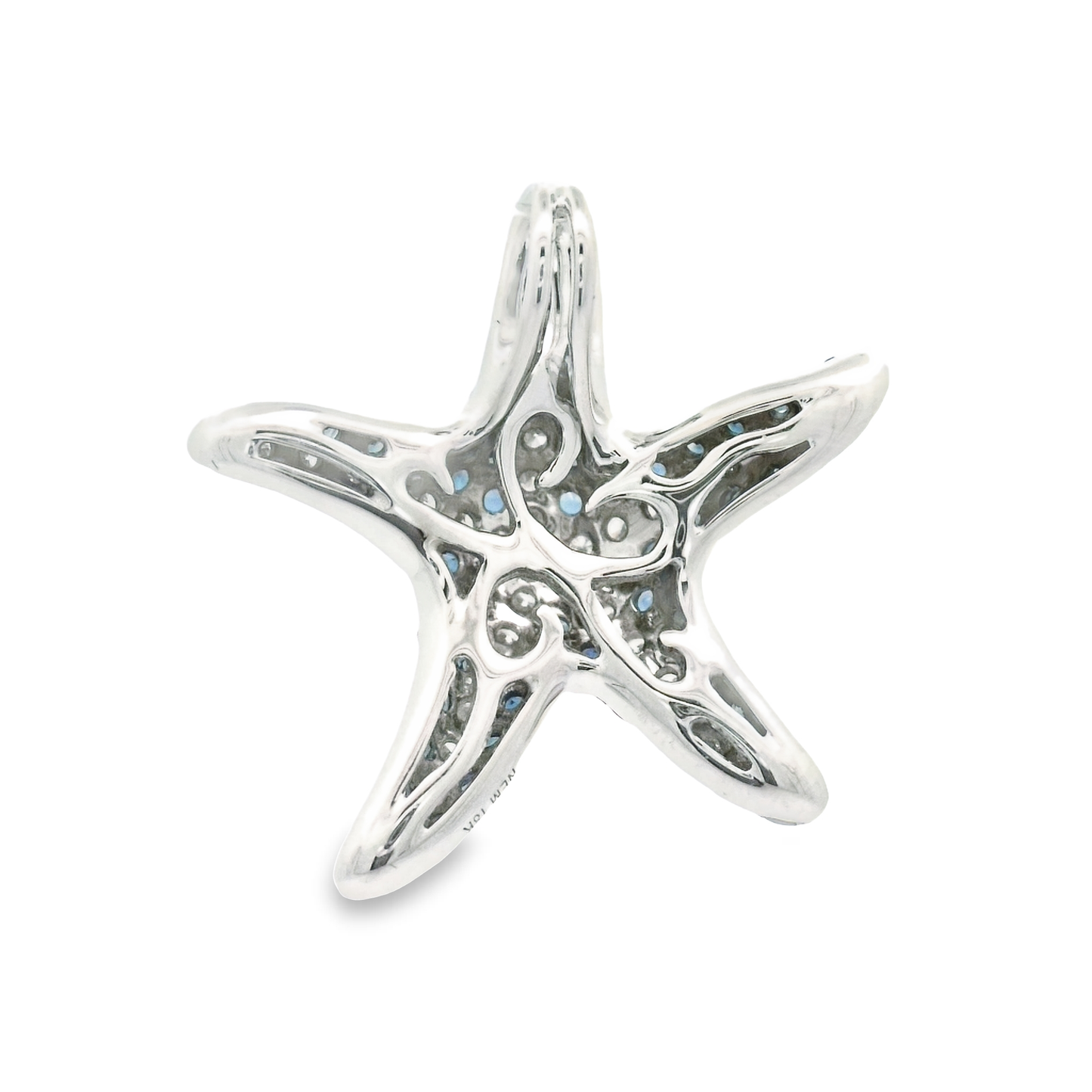 14k White Gold .24cttw Diamonds With .63cttw Sapphire Starfish Pendant