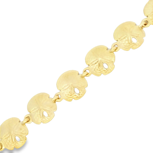 14k Yellow Gold Sand Dollar Bracelet 7 3/4"