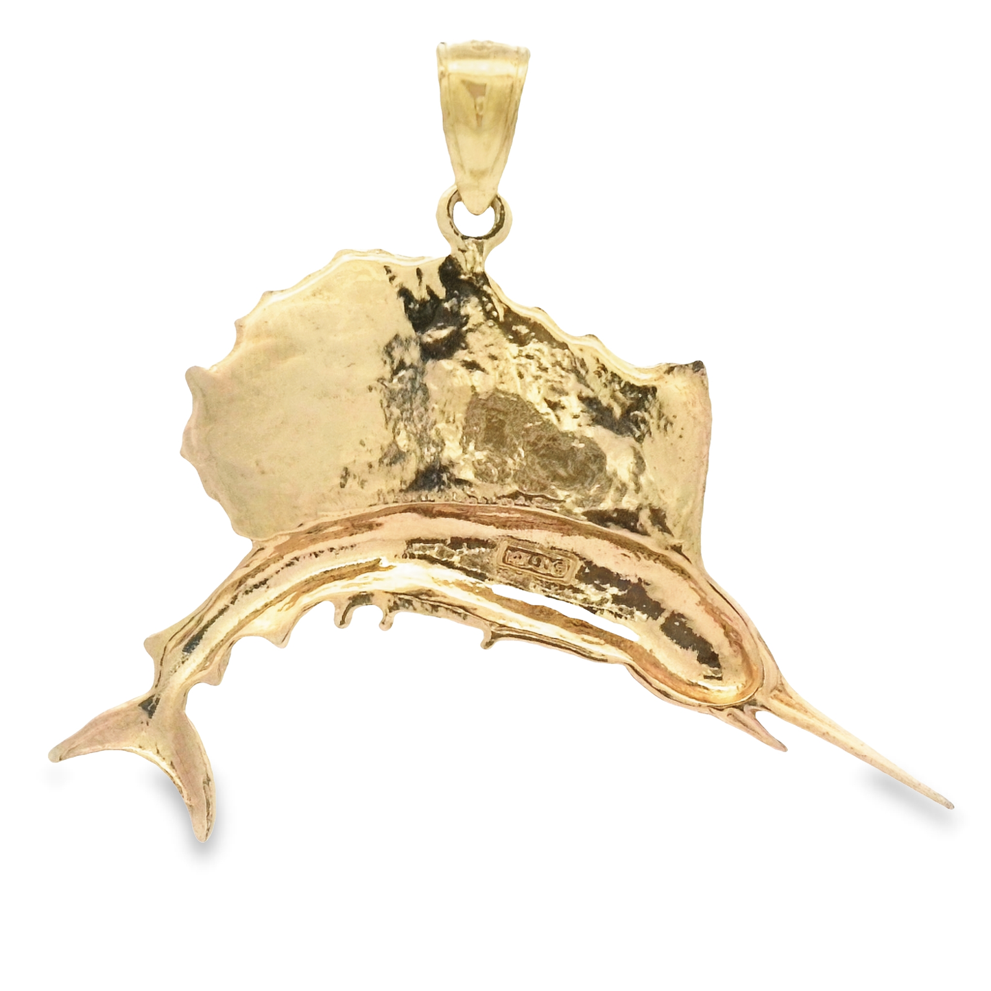 14k Yellow Gold Medium Sailfish Pendant - DePaulas