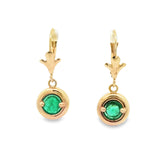14k Yellow Gold Emerald Lever Back Earrings