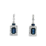 14k White Gold 1.52cttw Sapphire With .38cttw Diamonds Post Earrings