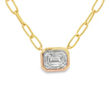 14k Yellow Gold Baguette Cluster .14cttw Diamond Paperclip Necklace 18