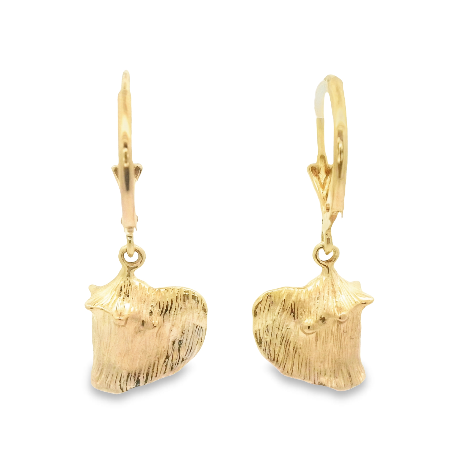 14k Yellow Gold .11cttw Diamond Conch Lever Back Earrings
