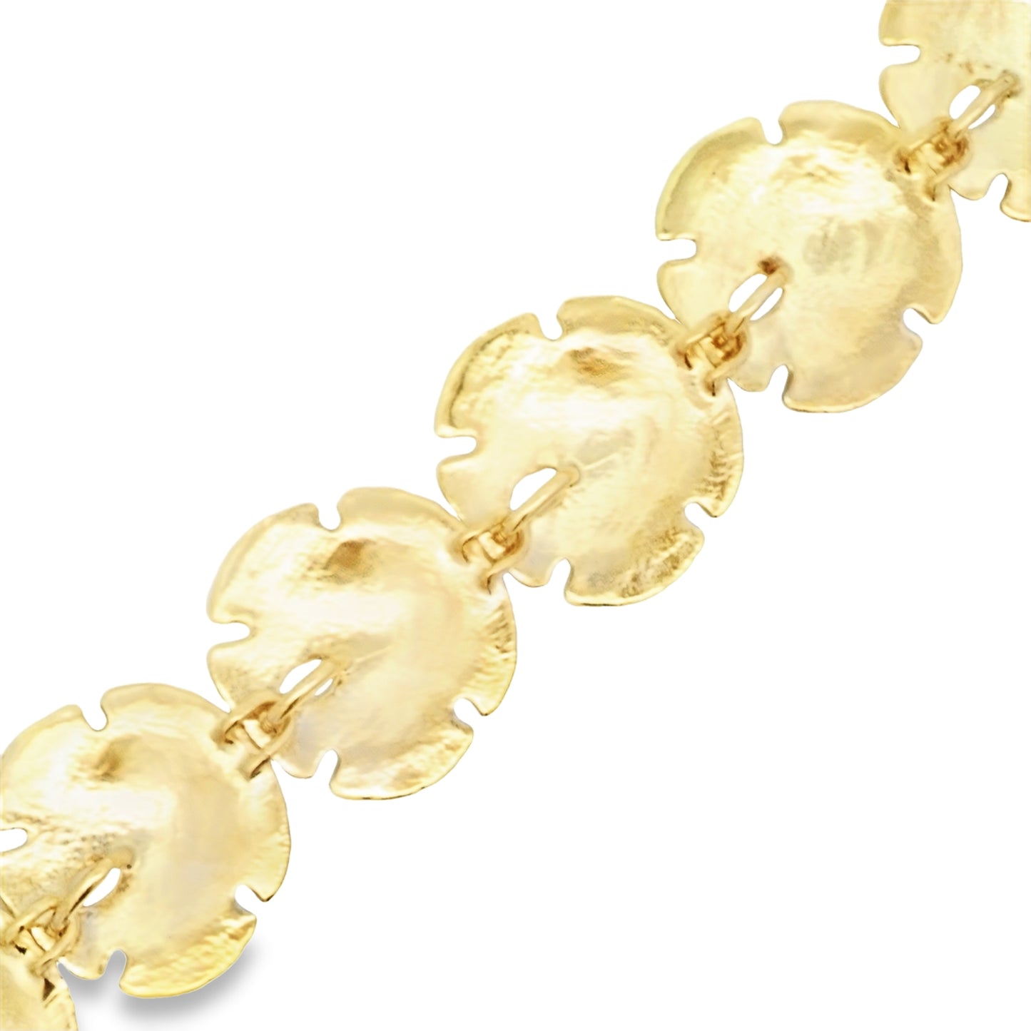 14k Yellow Gold Large Sand Dollar Bracelet 7 1/4"