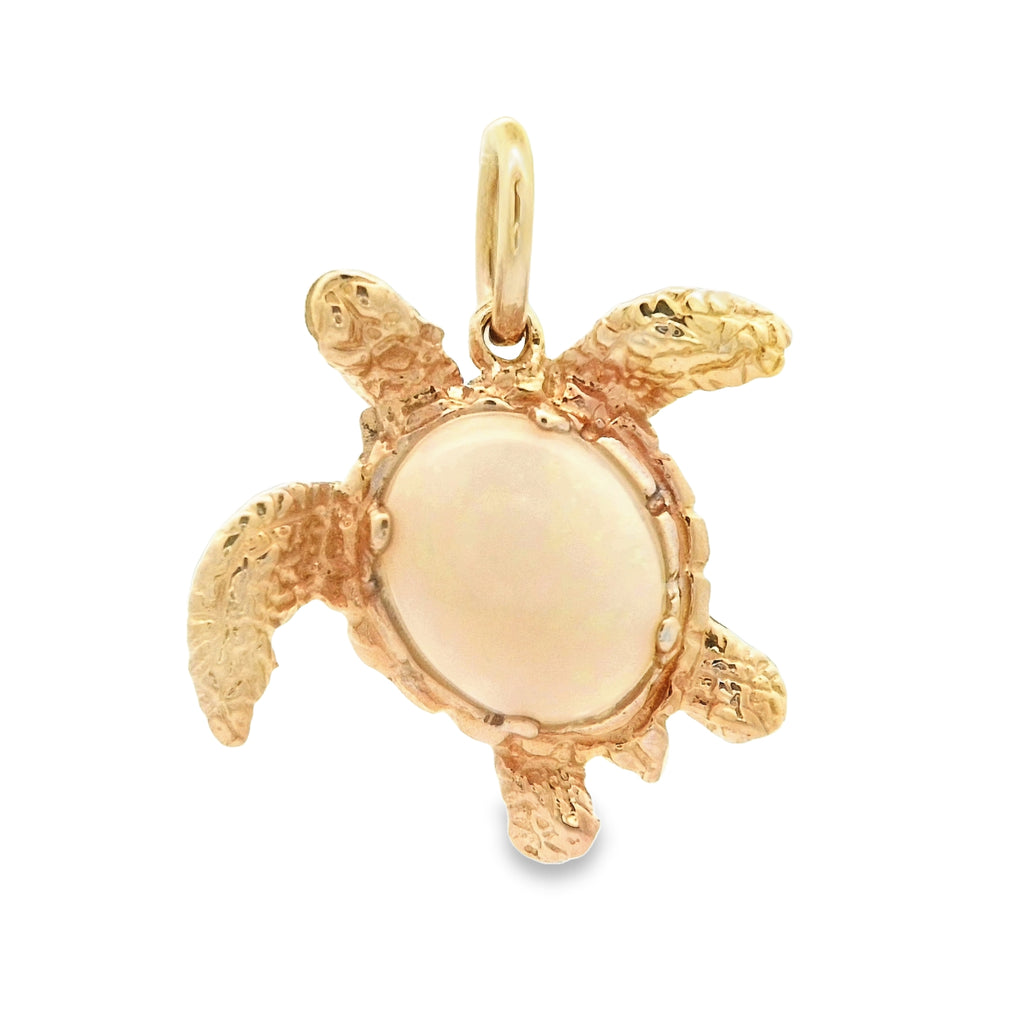 14k Yellow Gold Opal Turtle Pendant