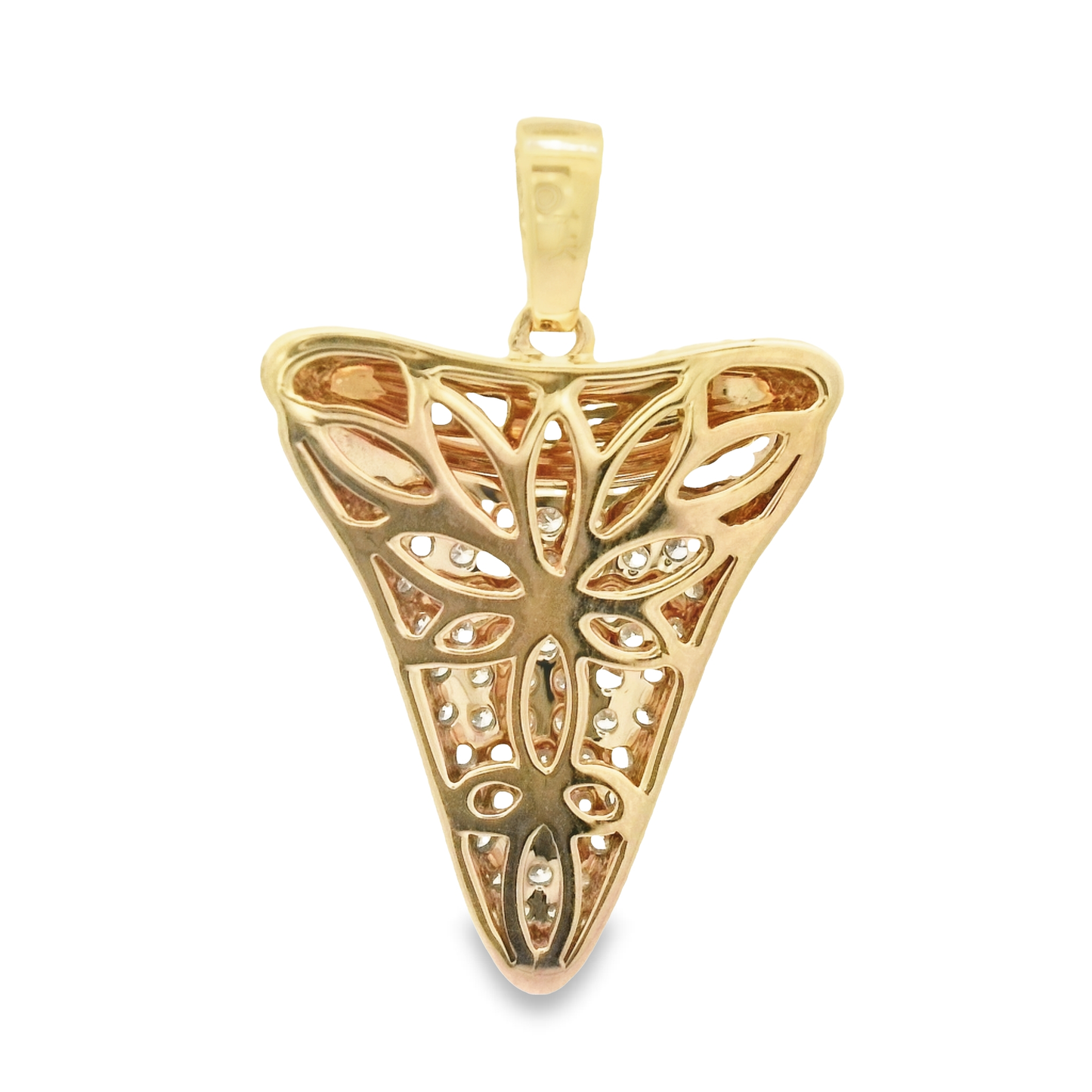 14k Yellow Gold Pave .33cttw Diamond Shark Tooth Pendant
