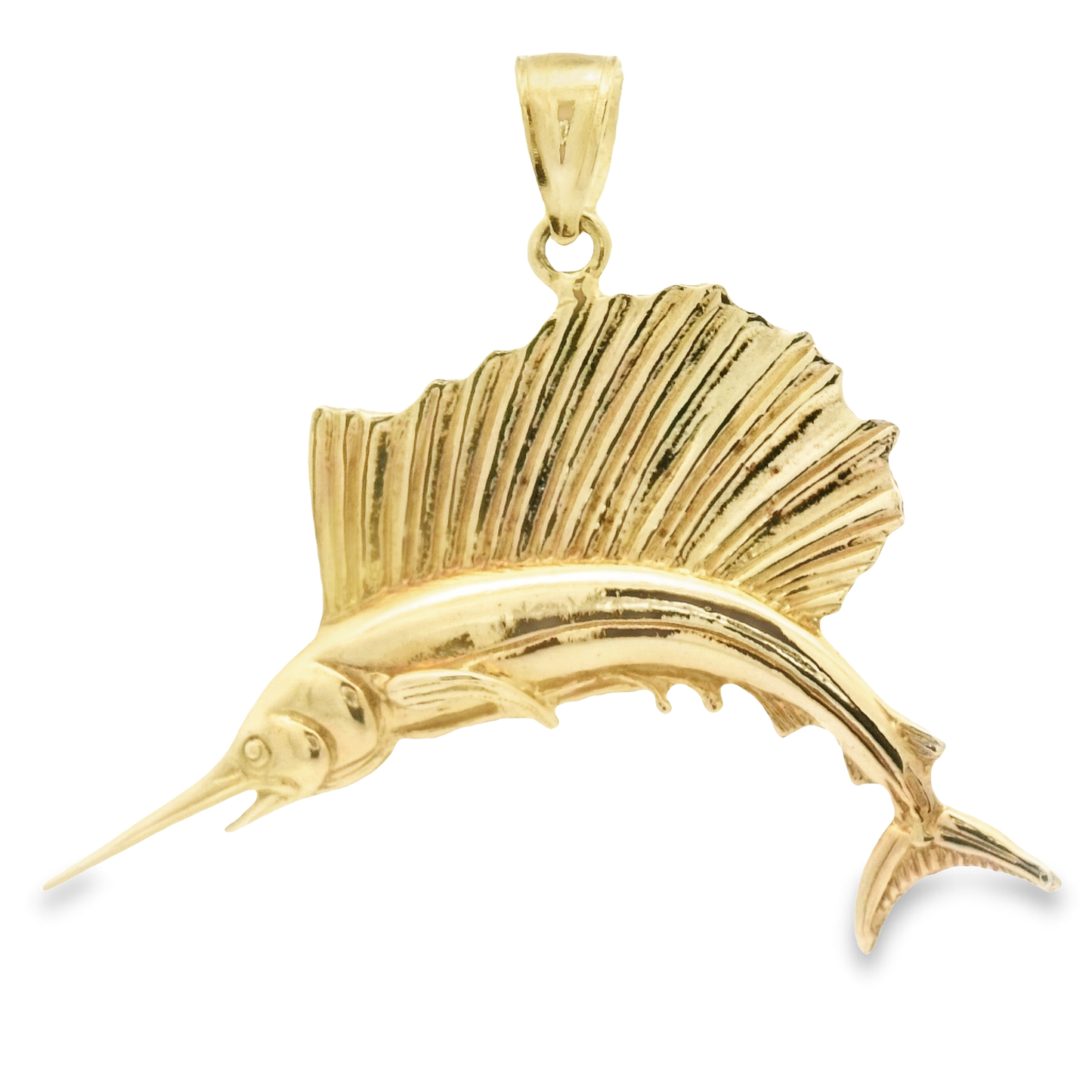14k Yellow Gold Medium Sailfish Pendant - DePaulas