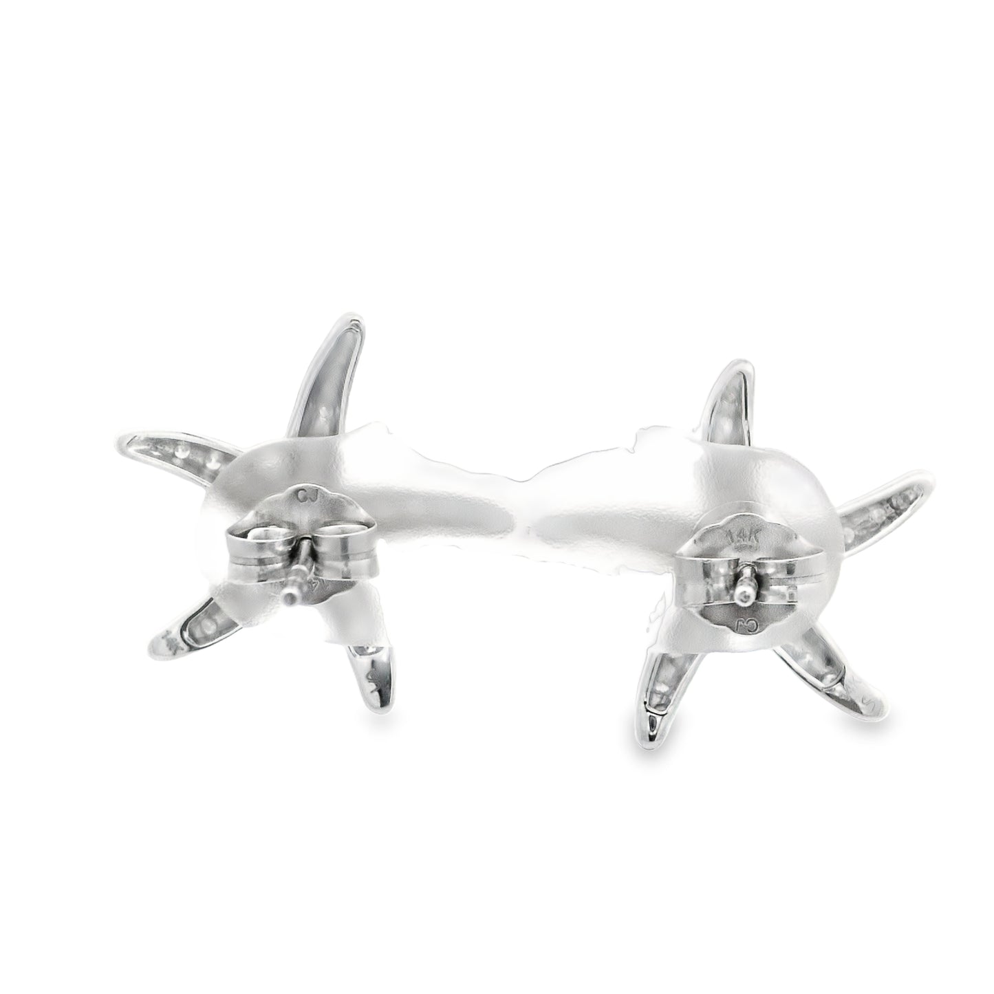 14k White Gold Diamond .50cttw Starfish Post Earrings