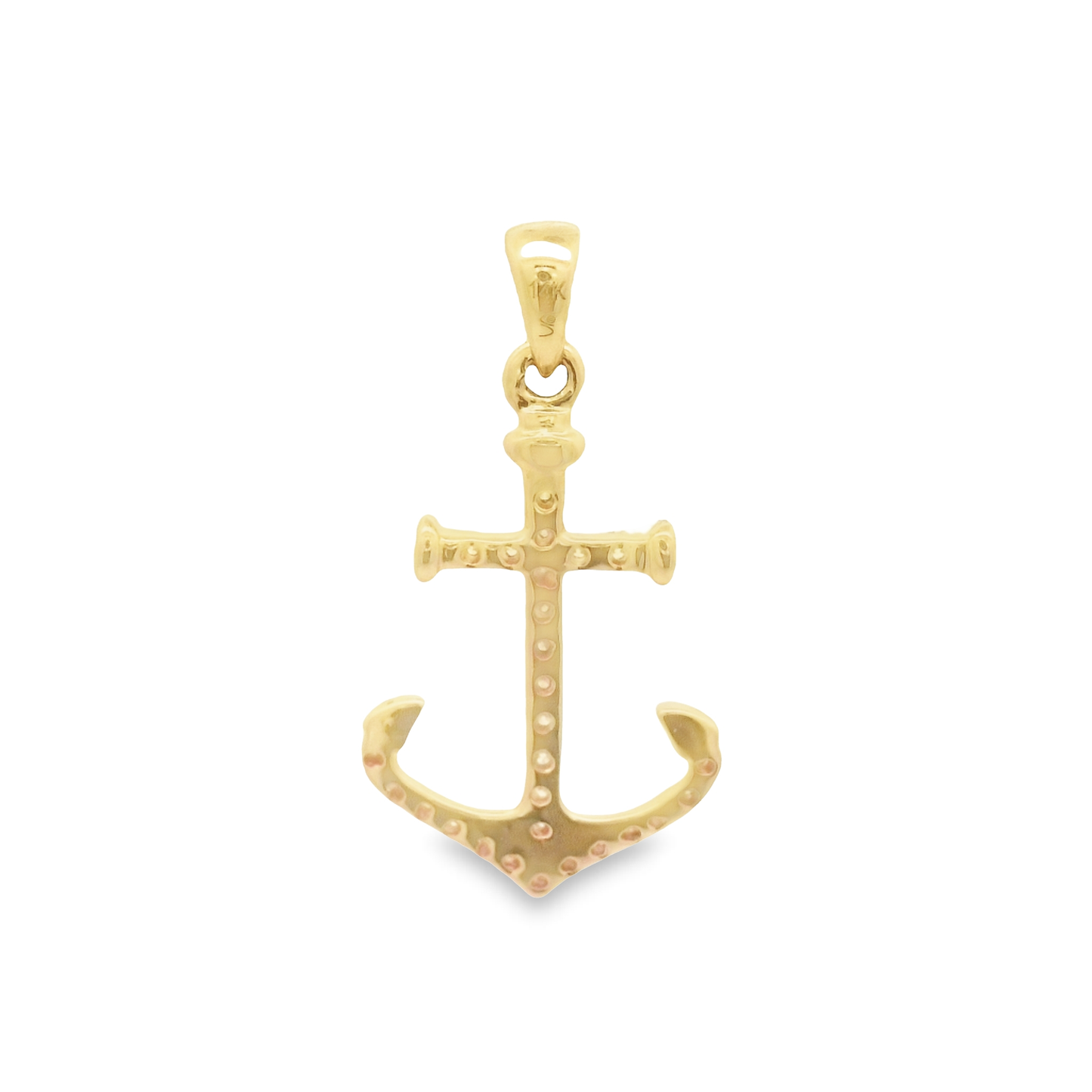14k Yellow Gold .10cttw Diamond Small Anchor Pendant