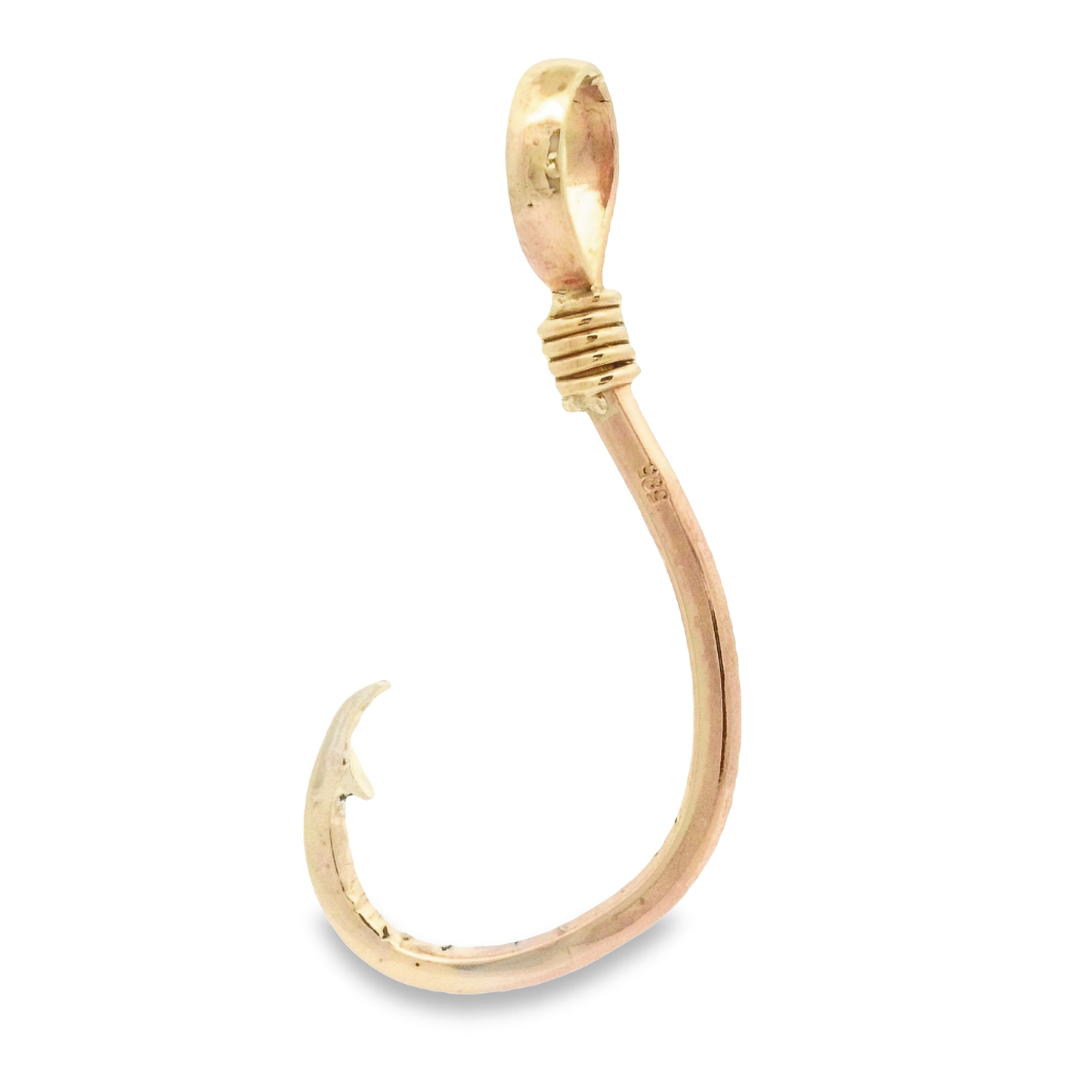 14k Yellow Gold Hand Made Large Hook Pendant - DePaulas