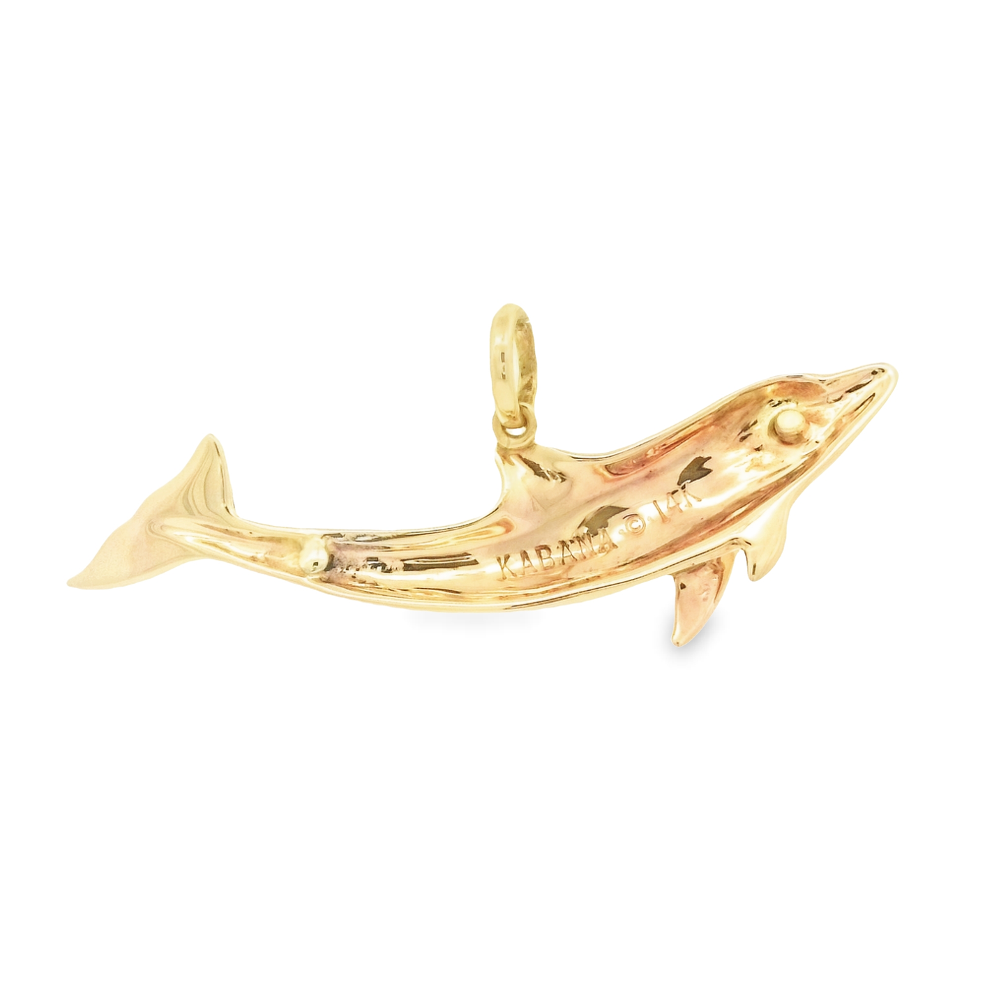14k Yellow Gold Large Dolphin Pendant