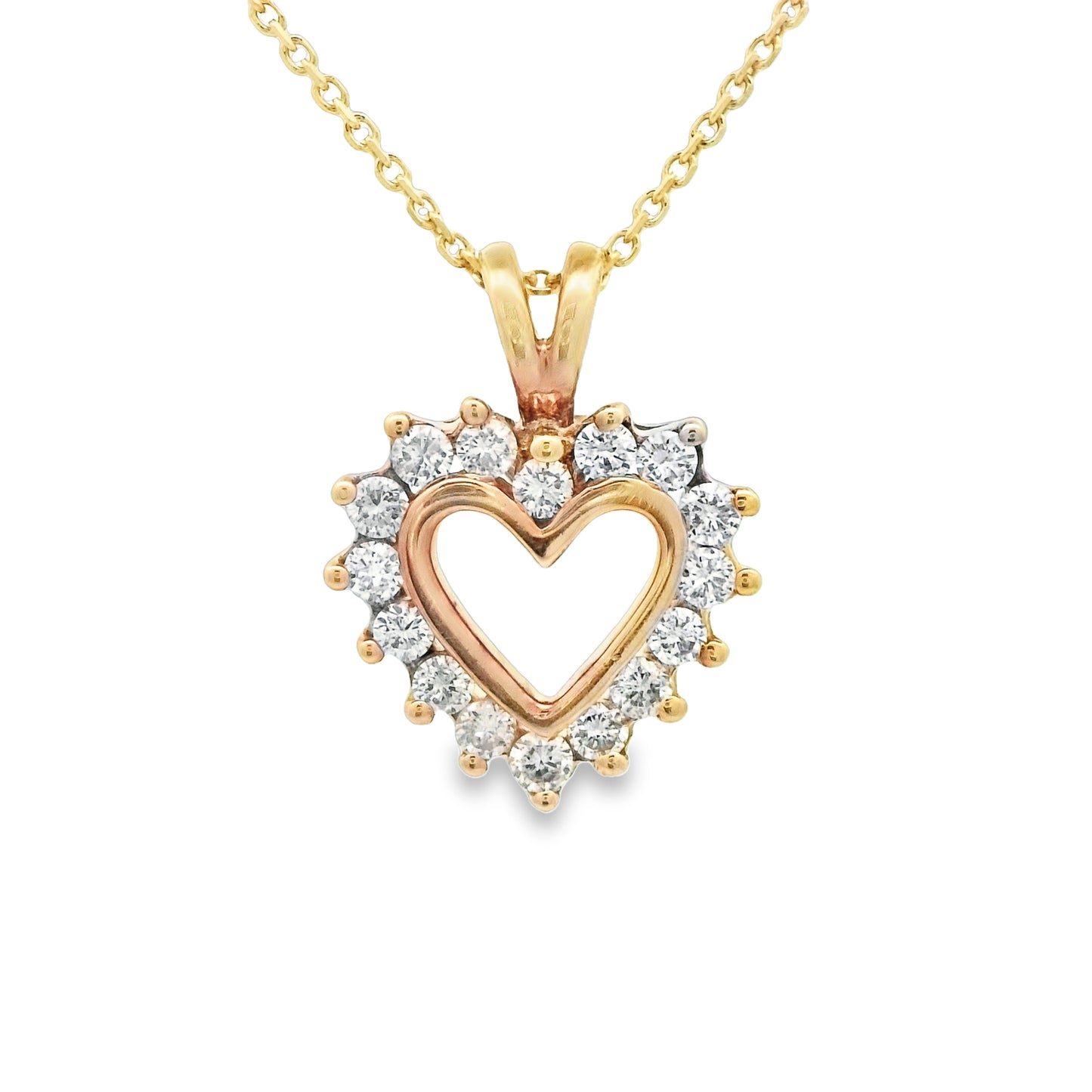 14k Yellow Gold Diamond 1/2cttw Heart Necklace