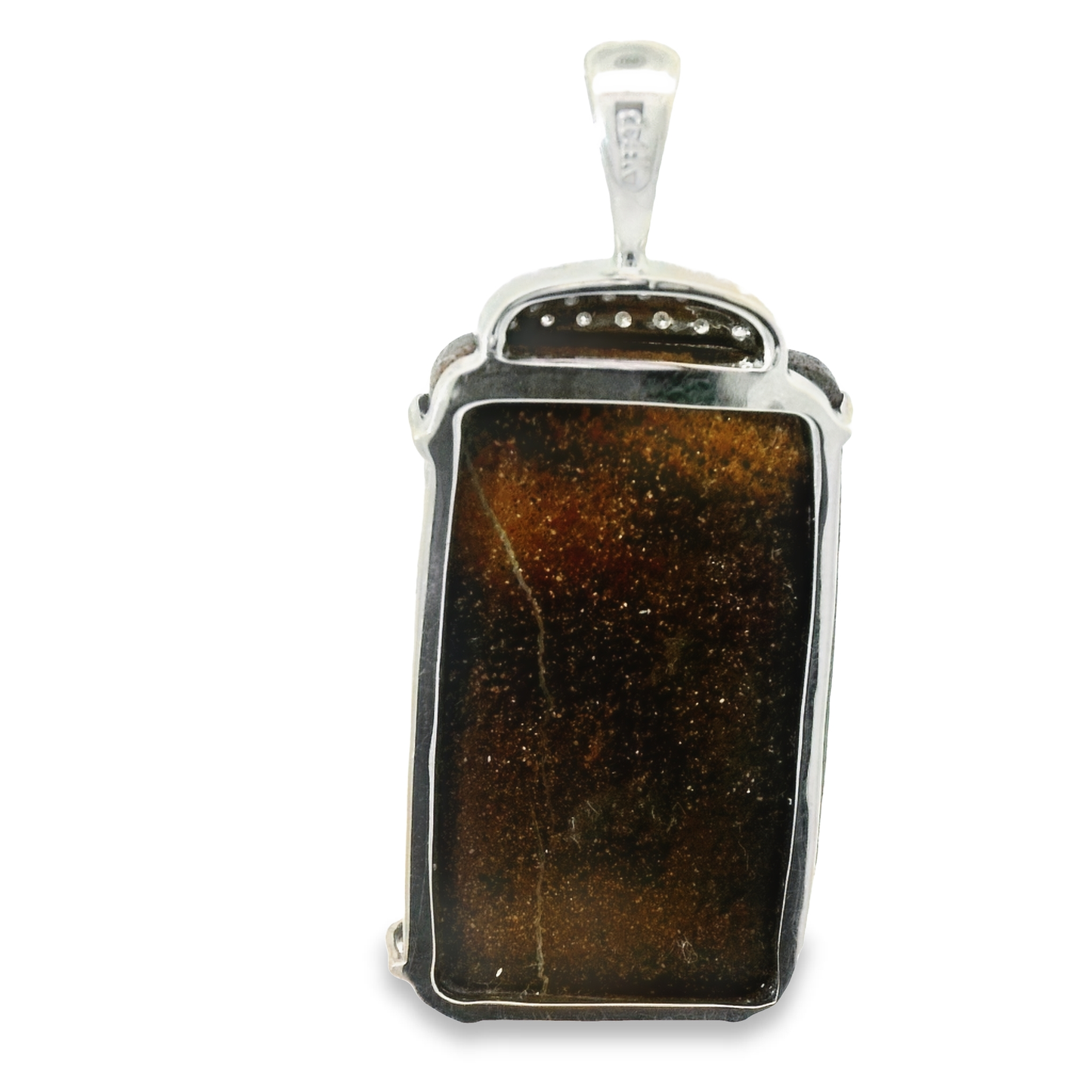 14k White Gold Boulder Opal With .11cttw Diamonds Pendant