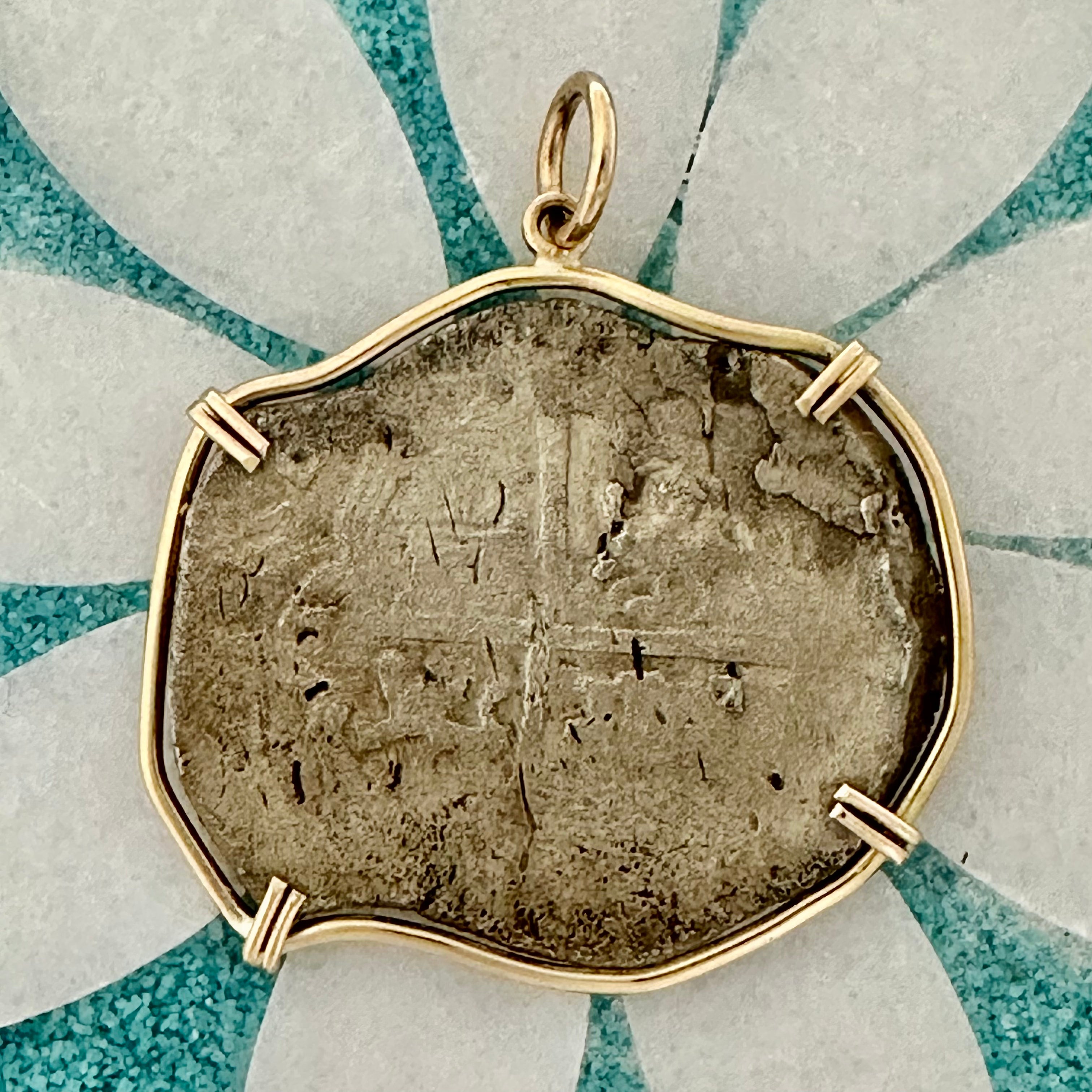 Large Shipwreck Coin Pendant Treasure Coin Necklace Silver 