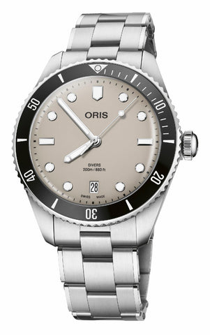 Oris Divers Date Beige Grey Dial Watch 01 733 7795 4051-Set