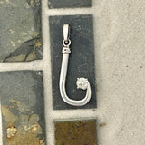 14k White Gold Hand Made Hook With .35cttw Diamond Pendant