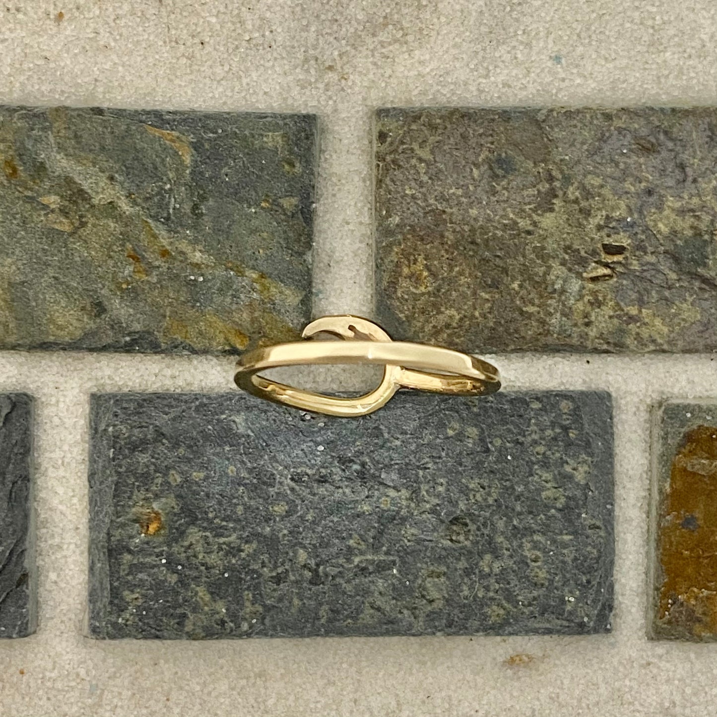 14k Yellow Gold Hand Made Hook Ring Size 4 1/2
