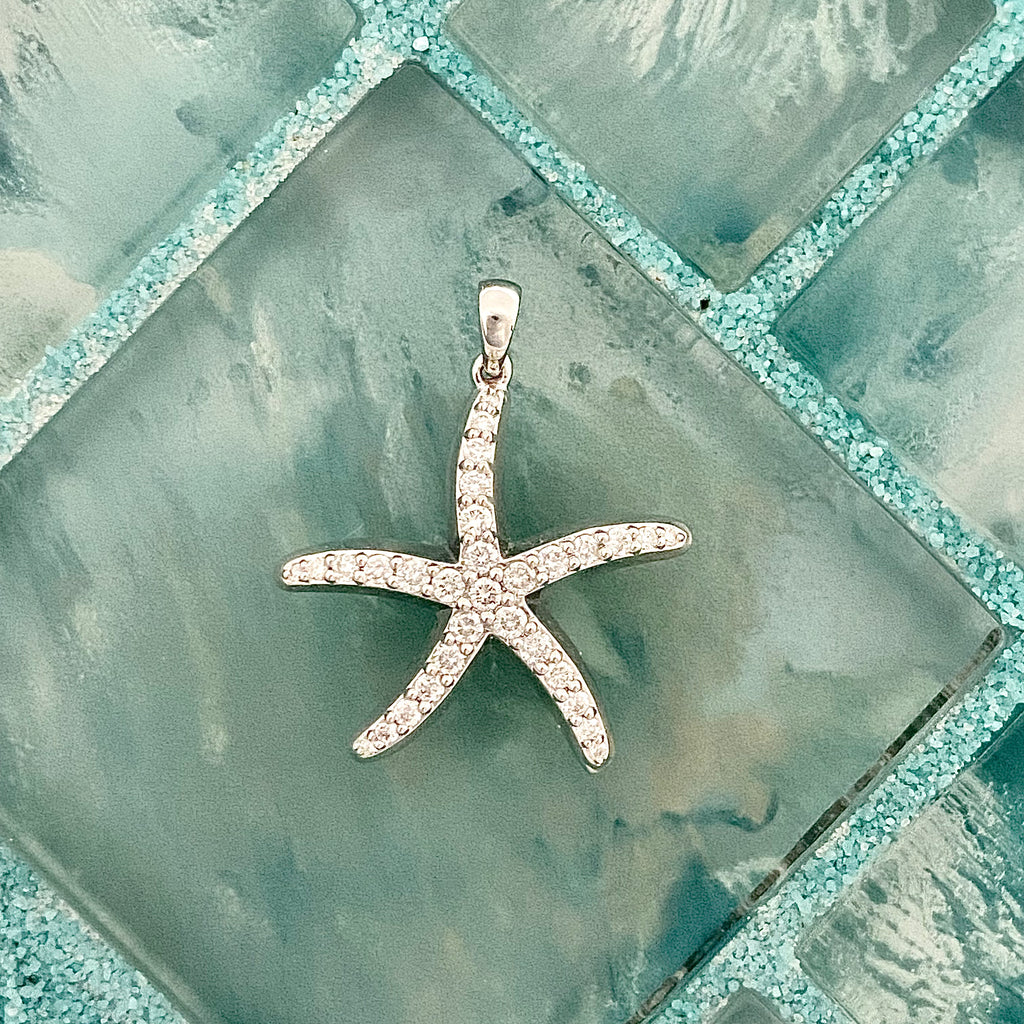 14k White Gold Diamond .50cttw Starfish Pendant