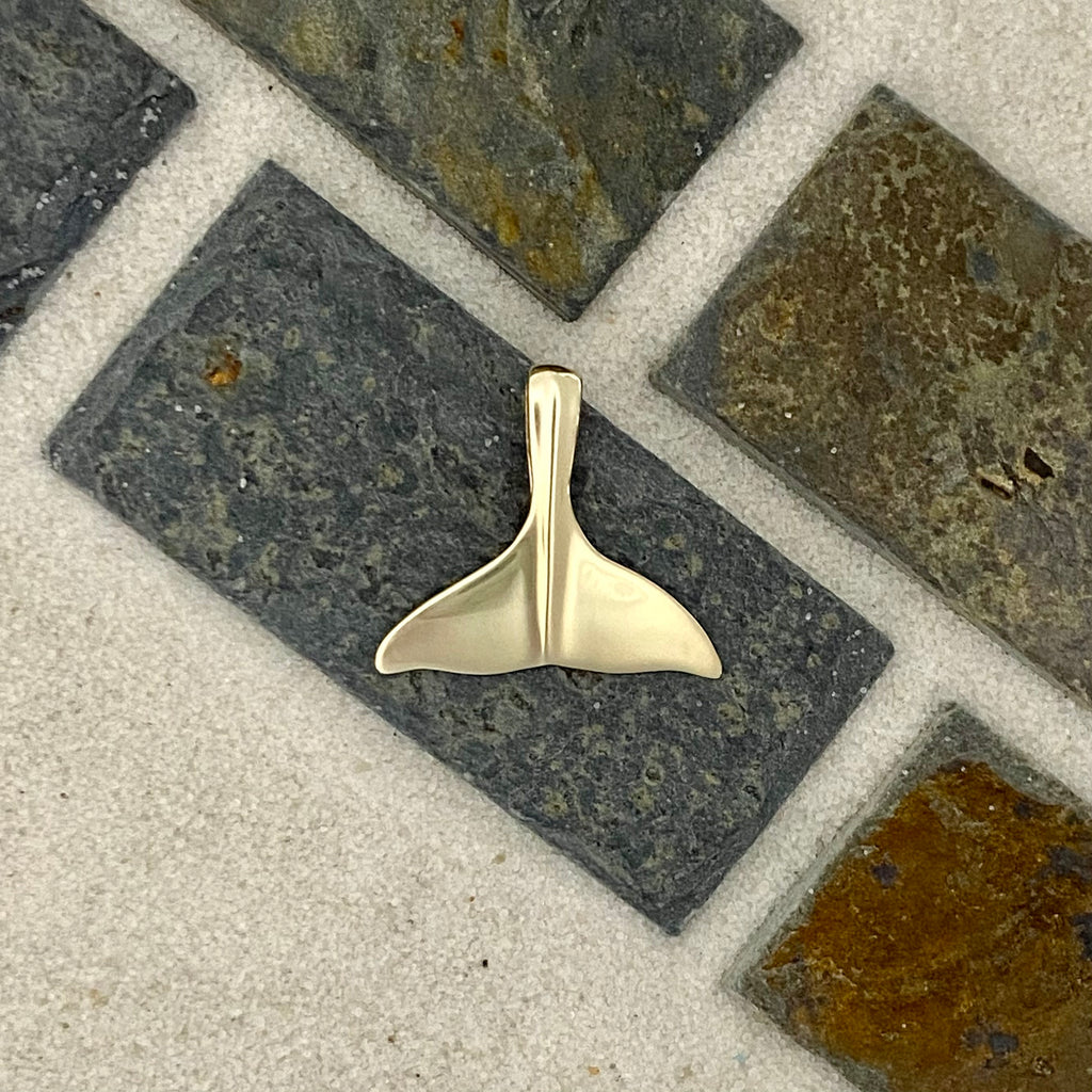 14k Yellow Gold Small Whale Tail Pendant