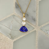14k Yellow Gold Trillion Cut Tanzanite 1.68ct With Diamonds .61cttw Necklace 18”
