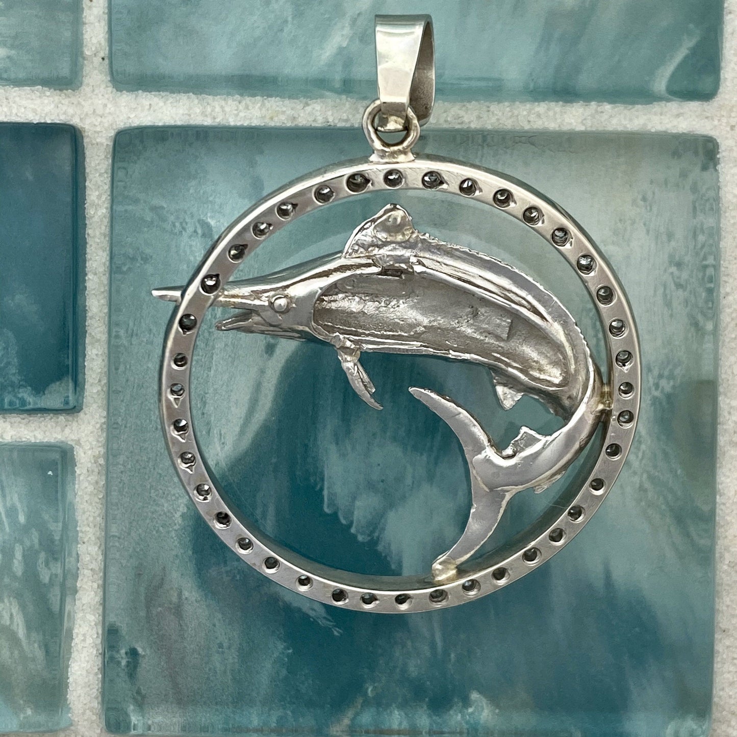 Platinum Marlin With Diamonds 1cttw Pendant - DePaulas
