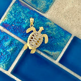 14k 2-Tone Gold Small Moveable Turtle Pendant