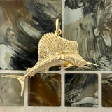14k Yellow Gold Large Sailfish Pendant