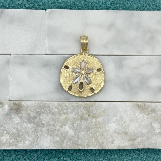 14k 2-Tone Gold Sand Dollar Pendant - DePaulas