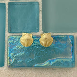 14k Yellow Gold Small Scallop Post Earrings