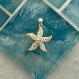 14k 2-Tone Diamond Cut Starfish Pendant