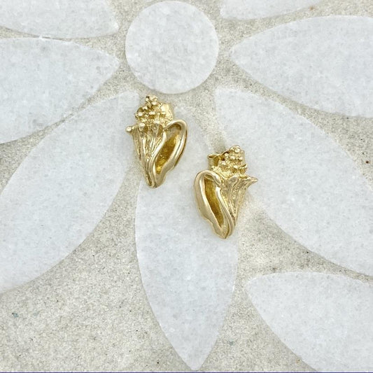 14k Yellow Gold Conch Post Earrings - DePaulas