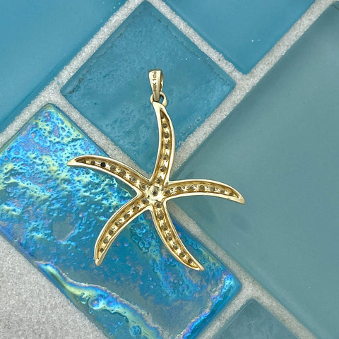 Sealife Jewelry 14k Yellow Gold Diamond Starfish Pendant 48500 - Emerald  Lady Jewelry