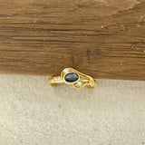 18k Yellow Gold Diamond .03ct And Sapphire Ring Size 6