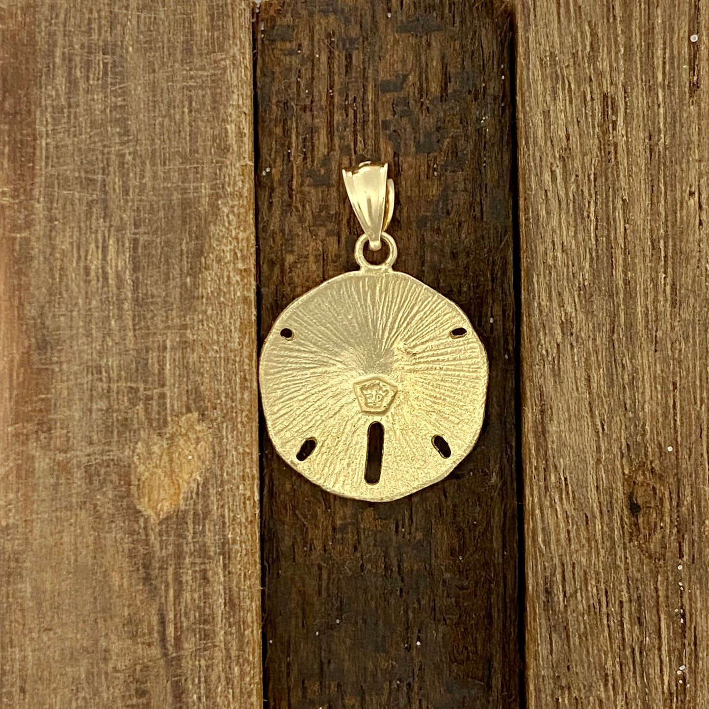 14k 2-Tone Medium Diamond Cut Sand Dollar Pendant