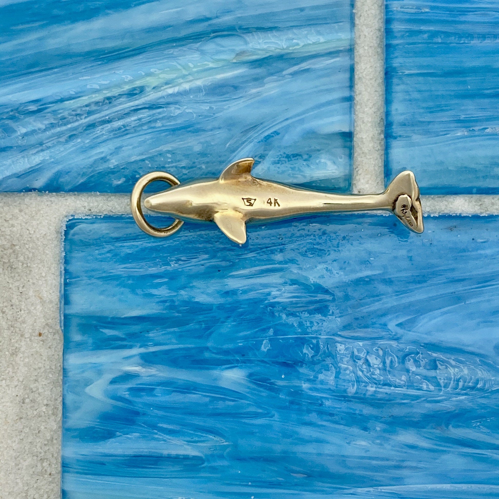 14k Yellow Gold Double Sided Dolphin Pendant - DePaulas