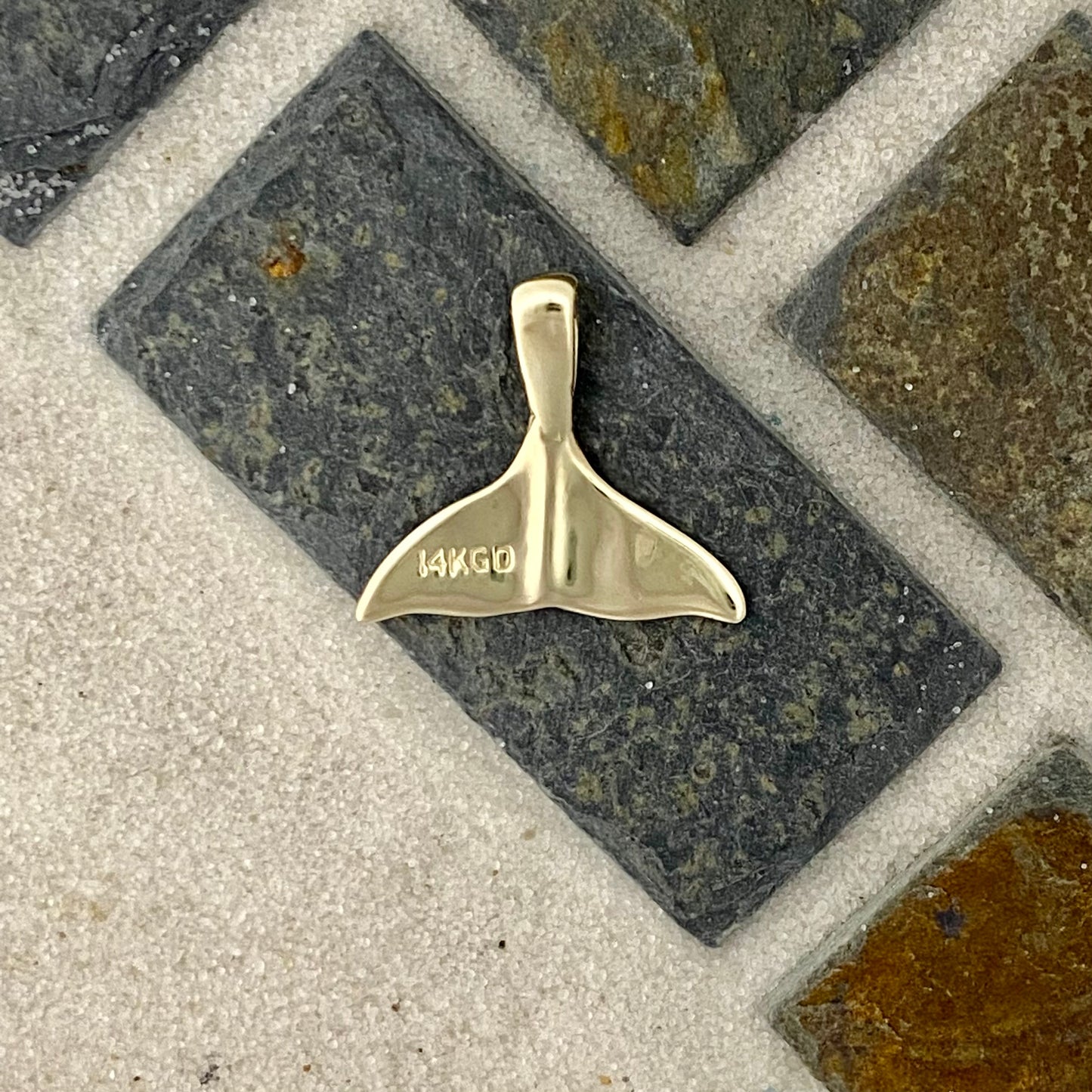 14k Yellow Gold Small Whale Tail Pendant