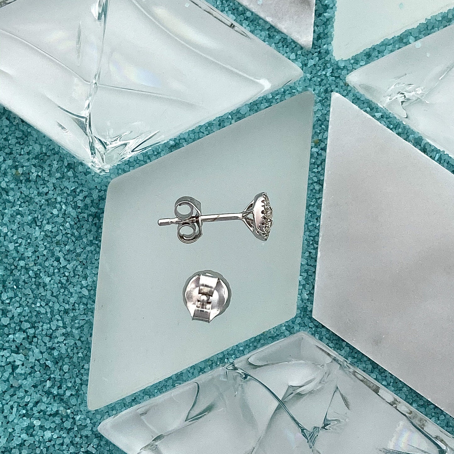 14k White Gold Diamond Halo .30cttw Post Earrings - DePaulas
