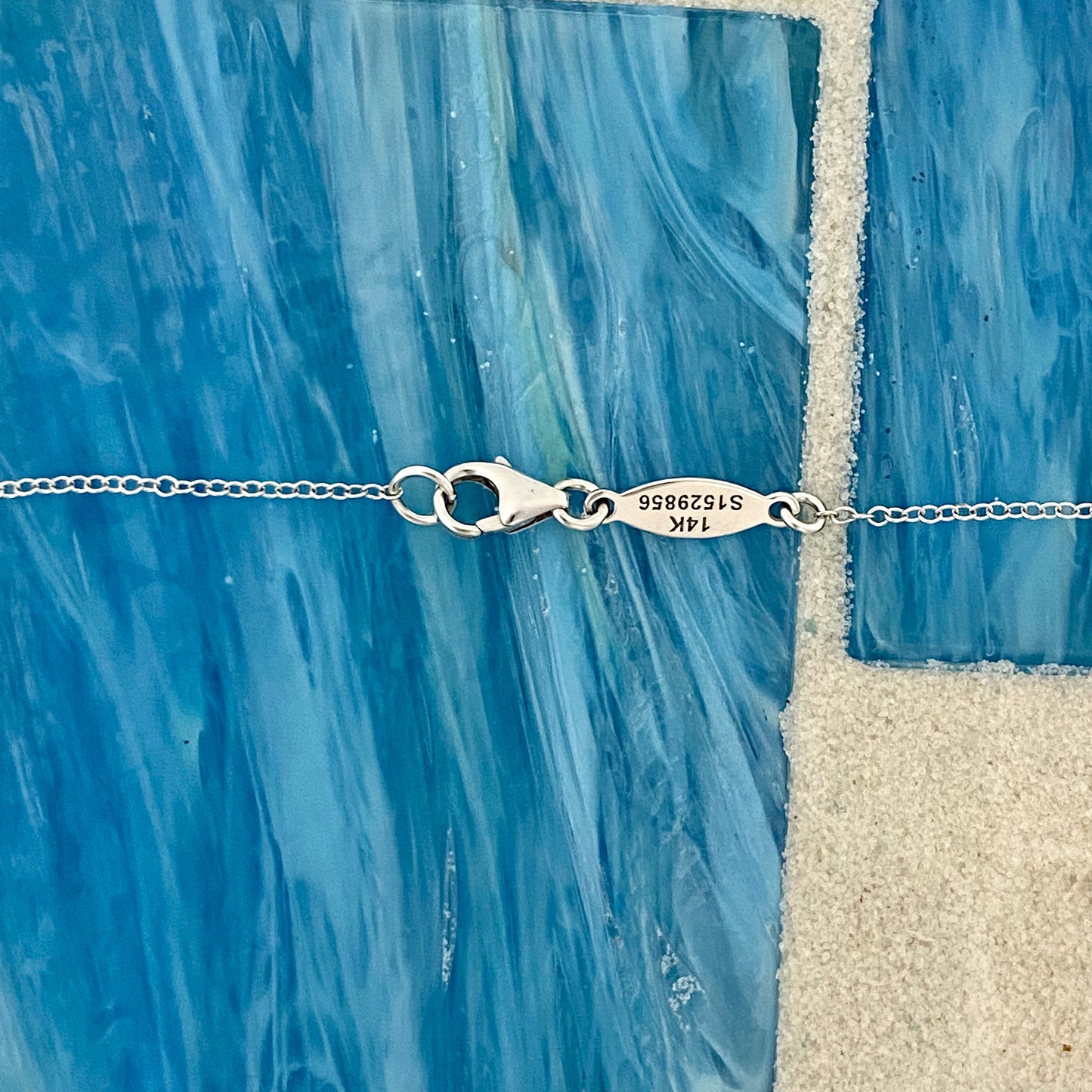 14k White Gold .10cttw Diamond Anchor Pendant Necklace 17.5”