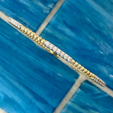 14k Yellow Gold Bujukan Bead Cuff With .45cttw Diamond Pavé Stations Beacelet 6.25”