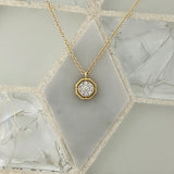 14k Yellow Gold Octagonal Pave Diamond .09cttw Necklace 17.5”