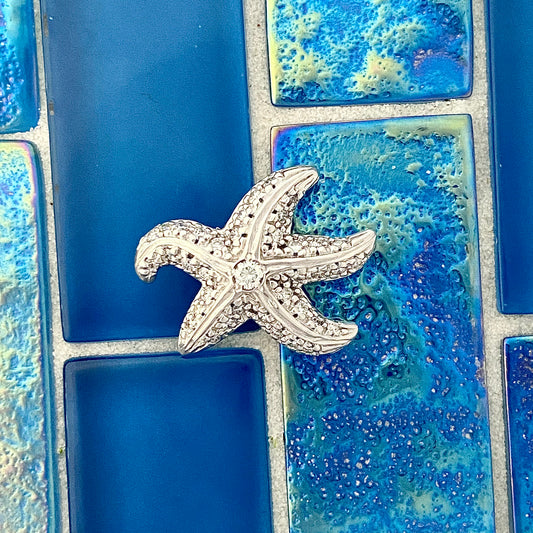 14k White Gold Large 1cttw Diamond Starfish Pendant - DePaulas
