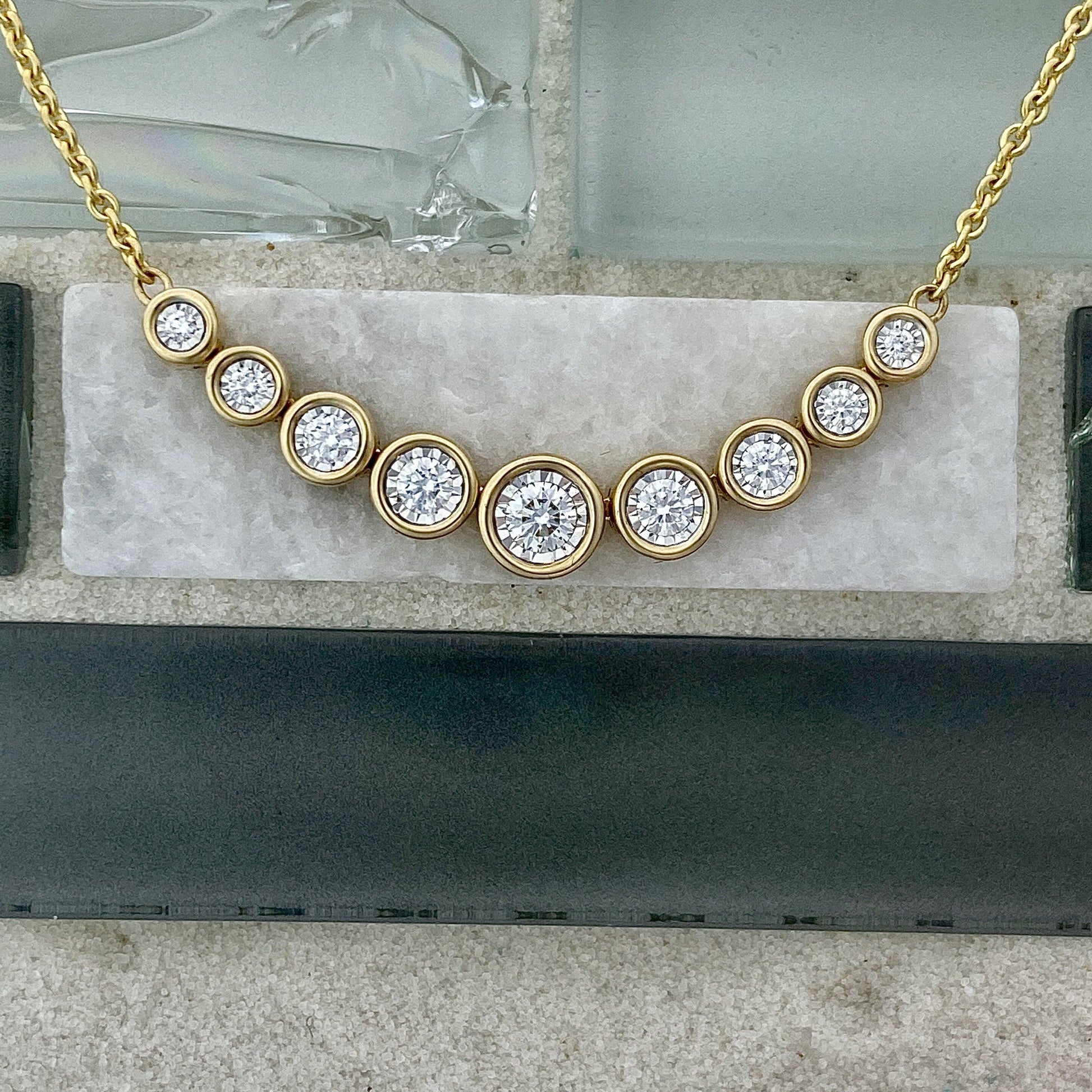 14k Yellow Gold Bezel Set Diamond .50cttw Necklace - DePaulas