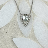 14k White Gold Heart Shape Diamond 1.01ct with Diamond Accents .28cttw Necklace