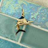 14k Yellow Gold Enamel Marlin With Tsavorite Eye Pendant